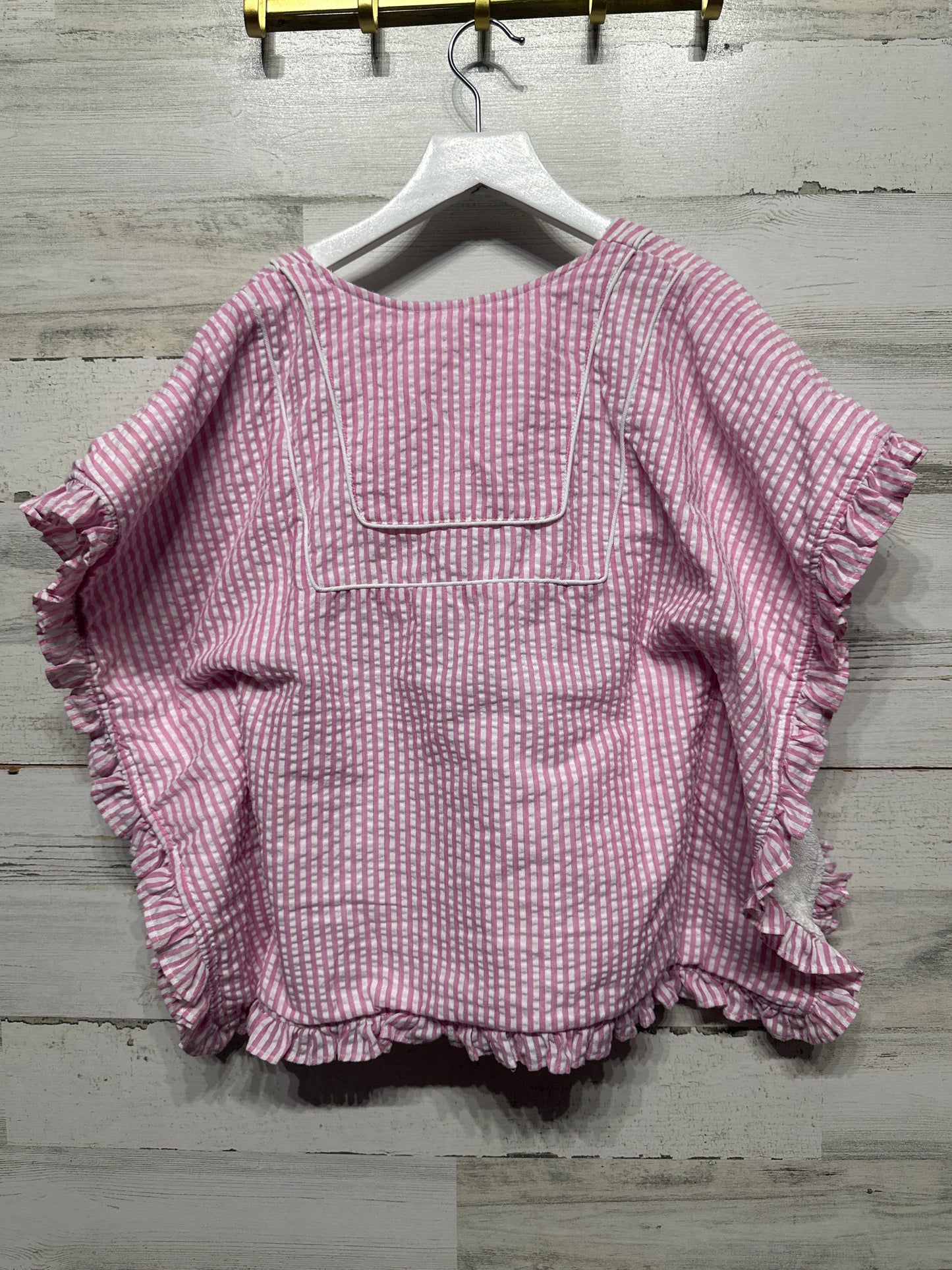 Size 6 Smockingbird Terry Lined Seersucker Poncho - Good Used Condition*