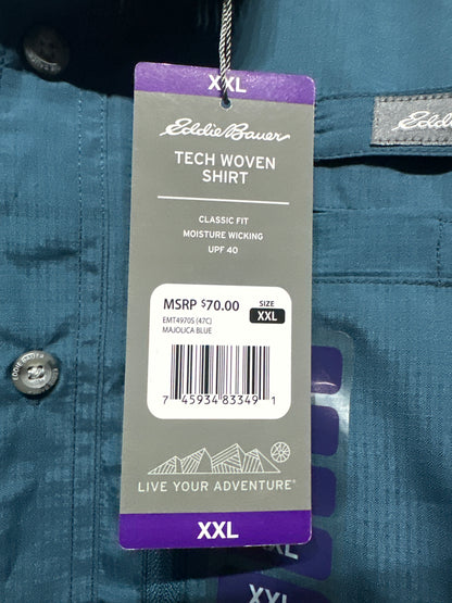 Eddie Bauer Tech Woven Shirt UPF 40 Men’s XXL NWT