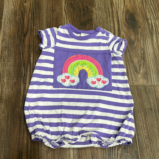 Girls Size 6-12m Hanna Andersson Rainbow Applique Bubble - Play Condition