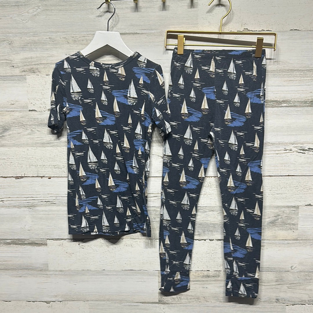 Boys Size 9 Years - Posh Peanut Sailboat Bamboo Two Piece PJ Set - Play Condition