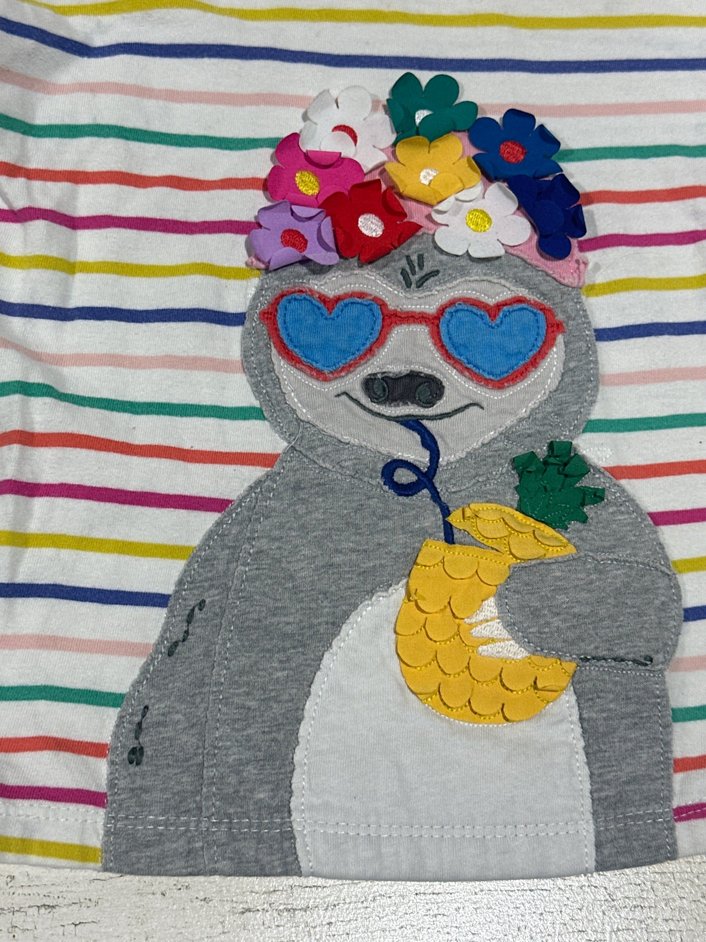 Mini Boden Sloth Applique Shirt - Girls Size 5-6 (115cm) - Play Condition*