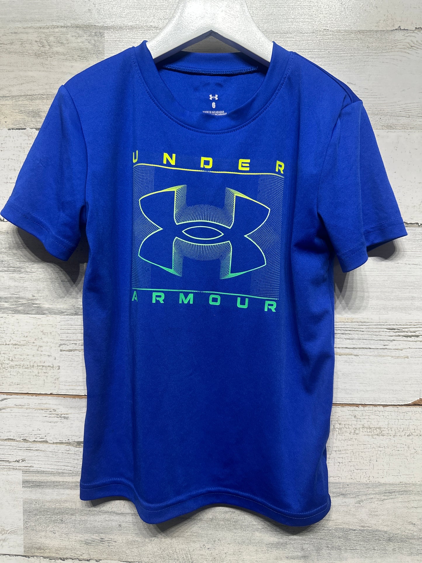 Boys Size 6 Under Armour Blue Logo Shirt - Very Good Used Condition
