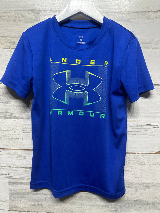 Boys Size 6 Under Armour Blue Logo Shirt - Very Good Used Condition