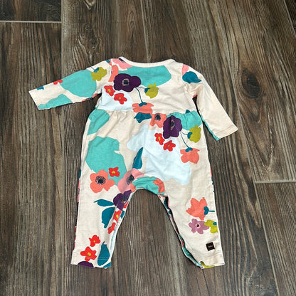 Girls Size 6-12m Tea Collection Floral Romper - Play Condition