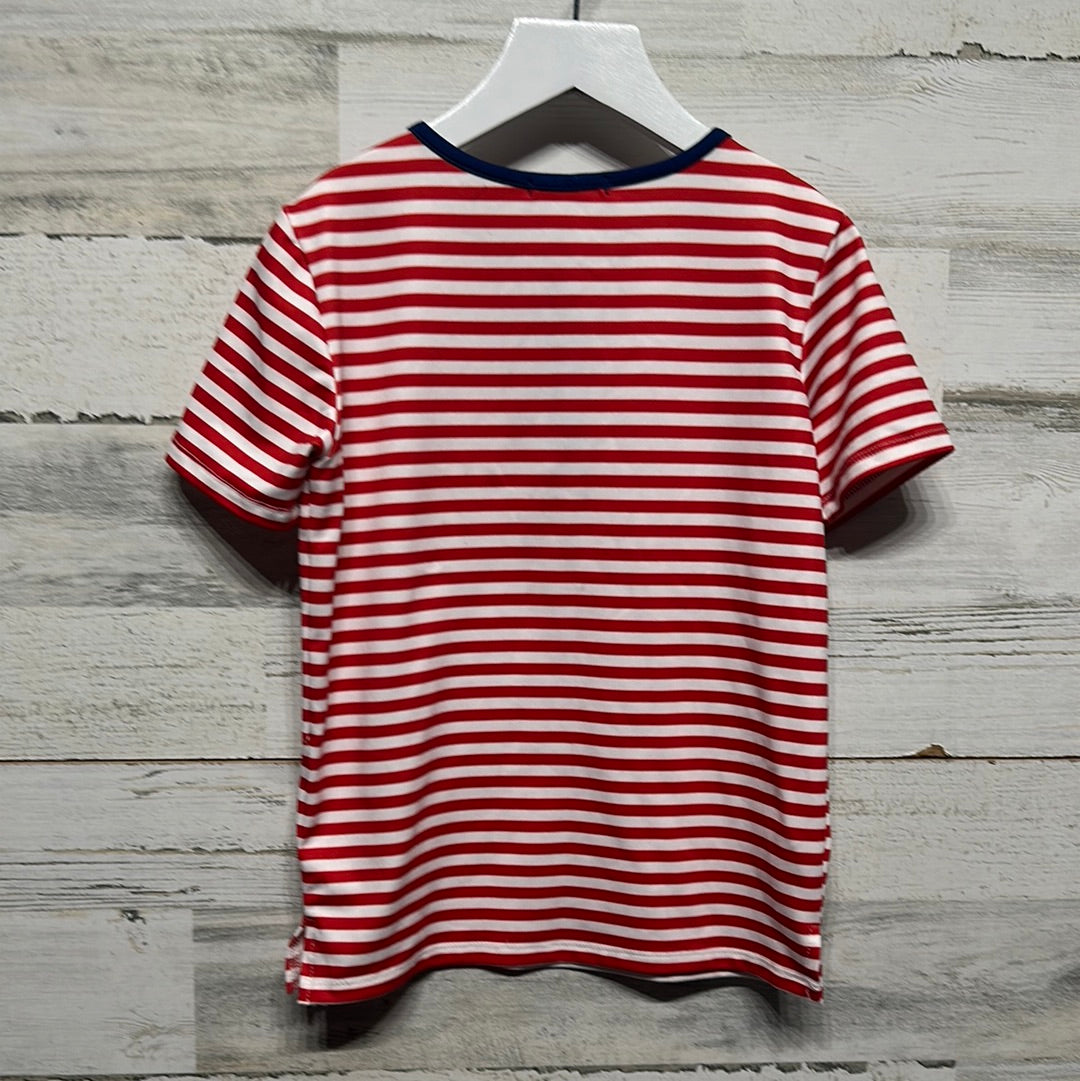 Boys Size 6 Millie and Maxx Red Striped Henley Shirt  - Good Used Condition