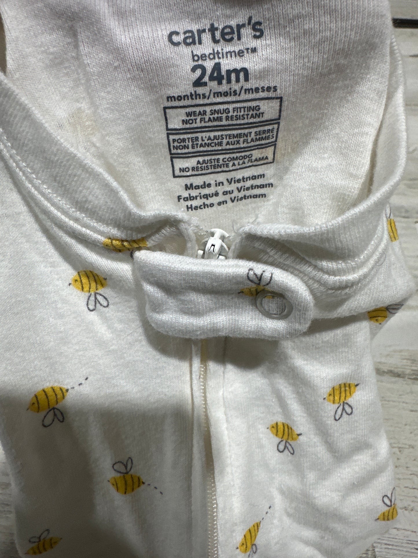 Carter's Bedtime Footed Sleeper - Bees - Size 24m - Very Good Used Condition