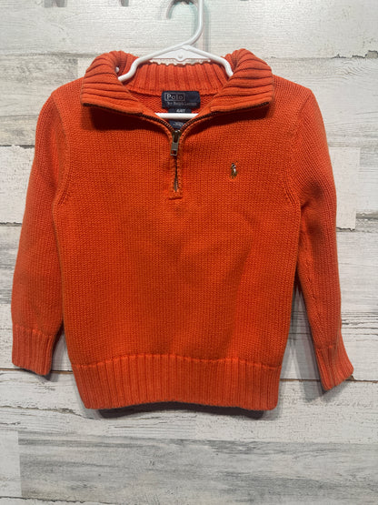 Boys Size 4t/4 Polo Ralph Lauren Orange Quarter Zip Sweater - Very Good Used Condition