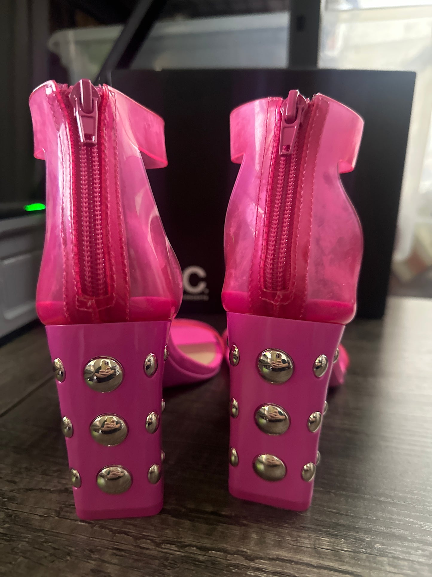 Women’s Size 9 INC Pink Hot Pink Studded Makenna 5 Heels - Good Used Condition