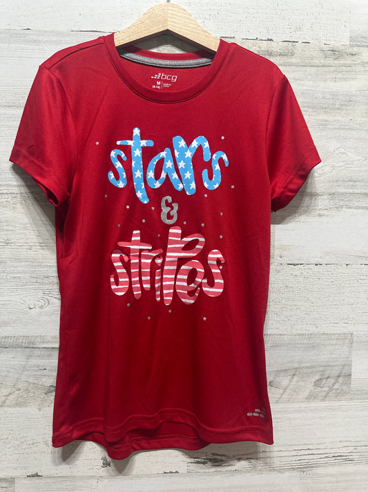 Girls Size 8-10 Medium BCG Stars and Stripes Shirt - Good Used Condition