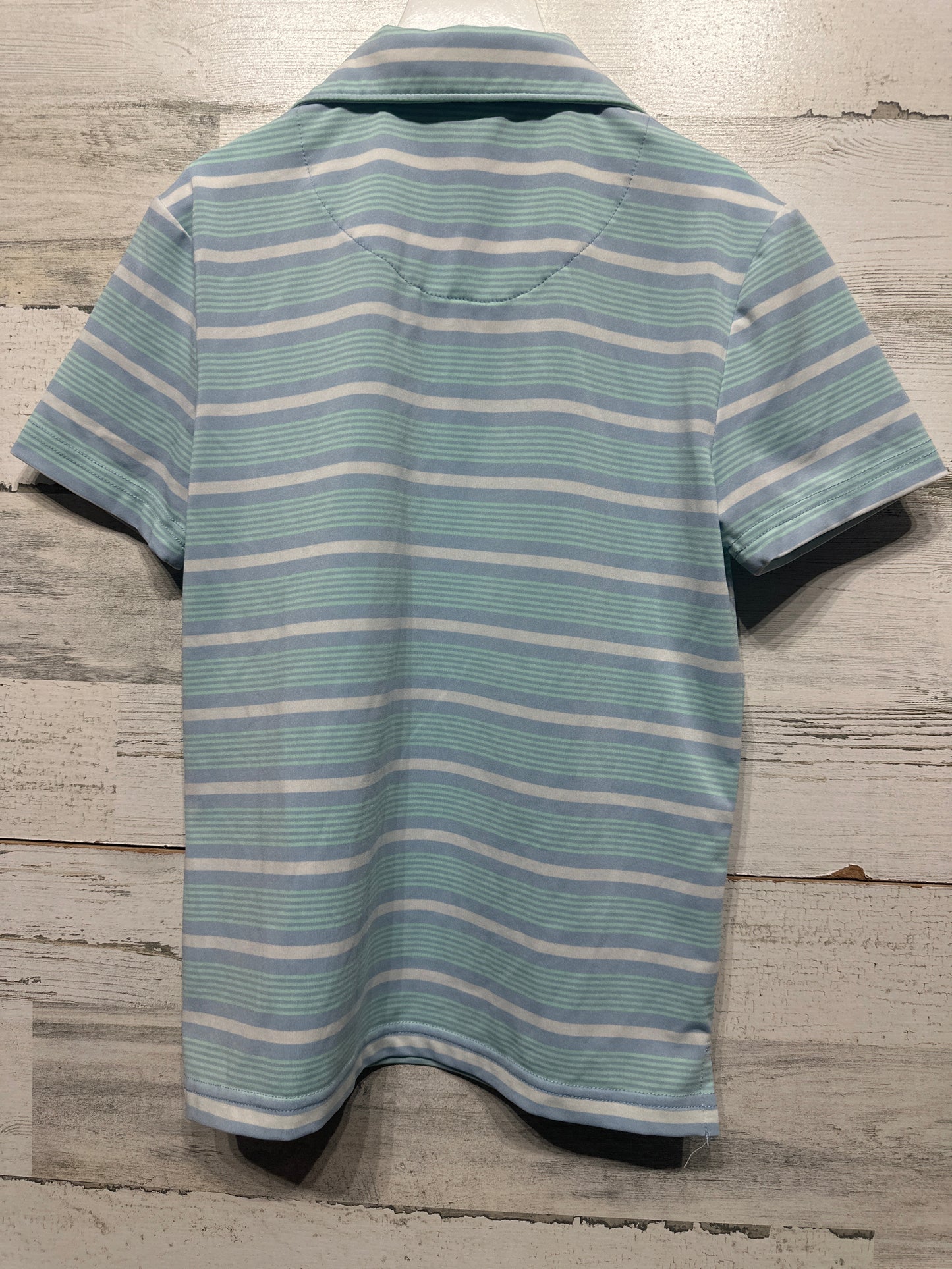 Boys Preowned Size 6-7 Class Club Striped Drifit Polo Shirt - Very Good Used Condition