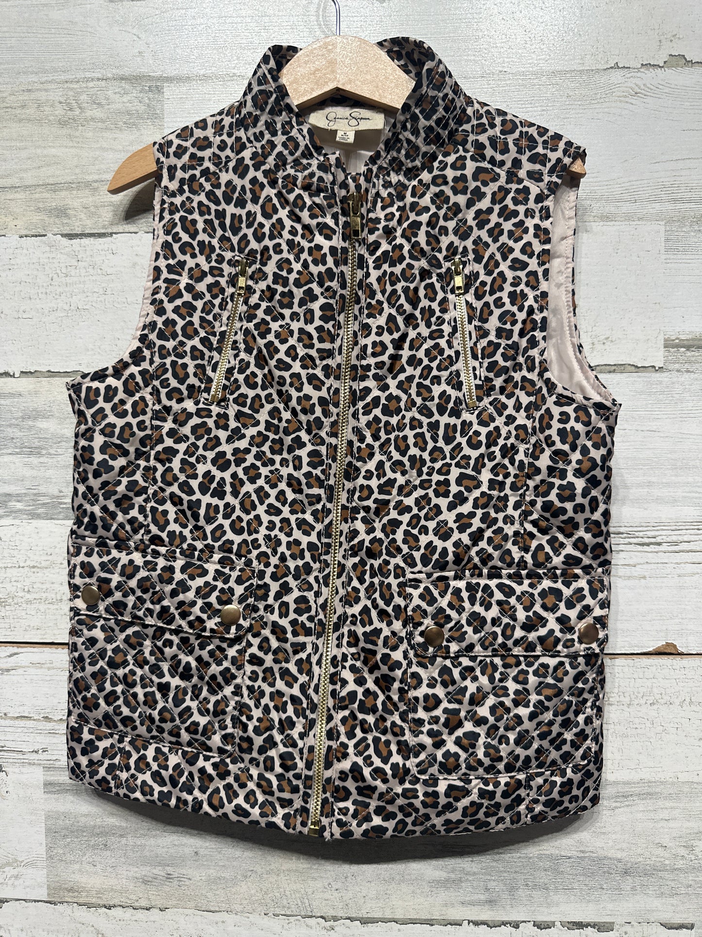 Girls Preowned Size 8-10 Medium Jessica Simpson Leopard Vest - Very Good Used Condition