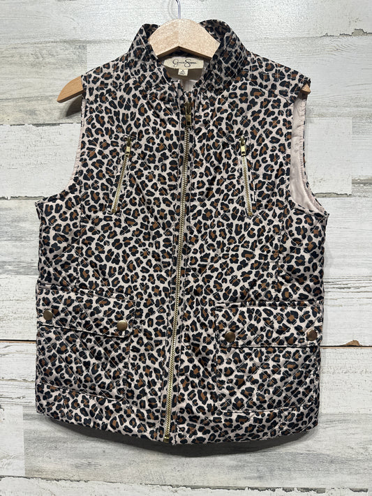 Girls Preowned Size 8-10 Medium Jessica Simpson Leopard Vest - Very Good Used Condition