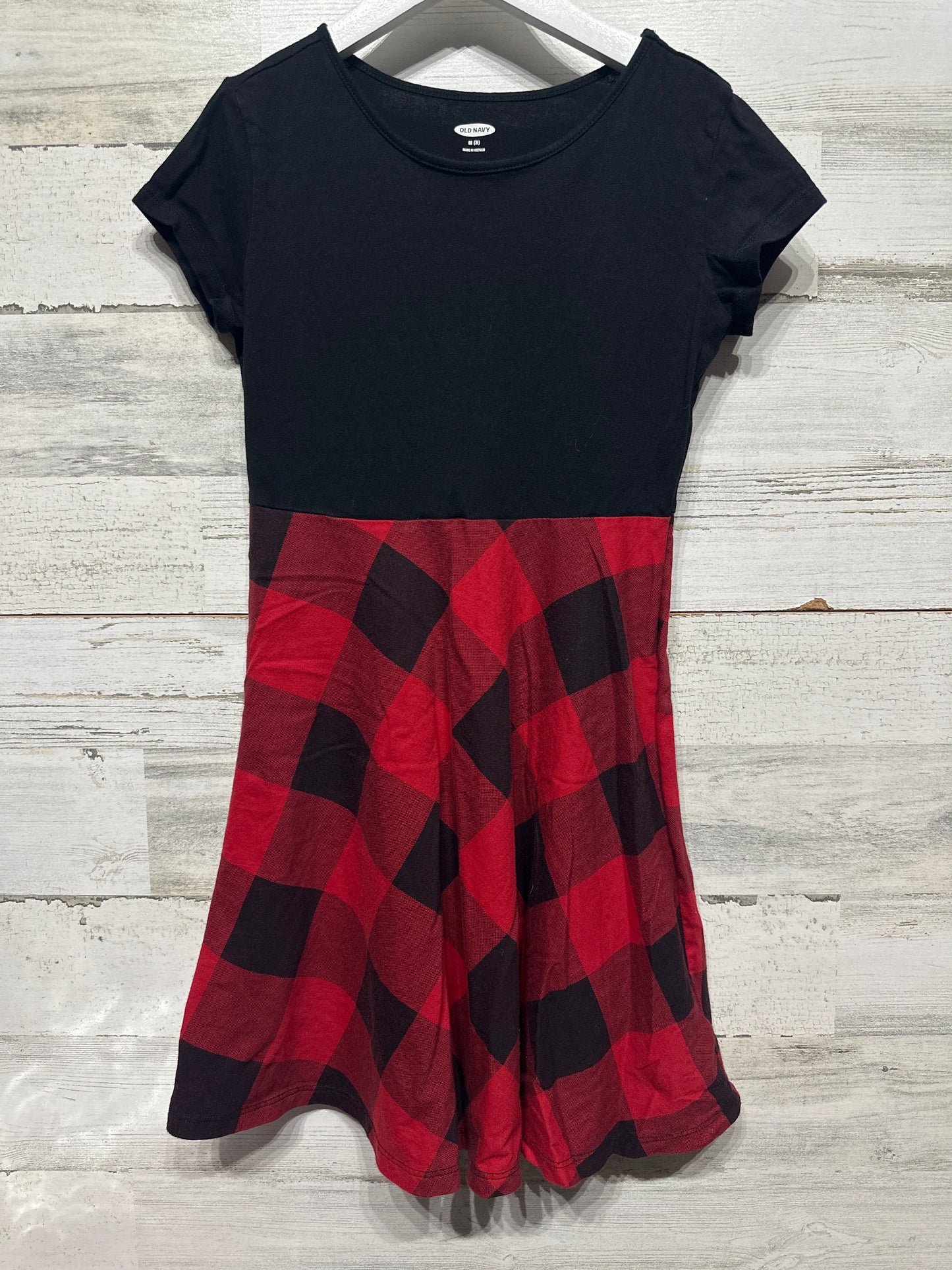 Girls Size 8 Medium Old Navy Black and Red Plaid Dress - Very Good Used Condition