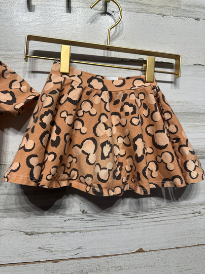 Size 5/6 Wild Rich Kids Leopard Mickey Crop Top/Skirt Set - Good Used Condition