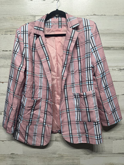 Women’s Large Pink Plaid Blazer - Very Good Used Condition