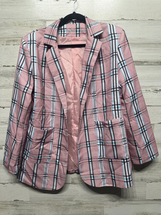 Women’s Large Pink Plaid Blazer - Very Good Used Condition