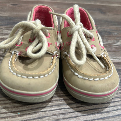 Girls Size 3 (Infant) Sperry Tan Boat Shoes  - Good Used Condition