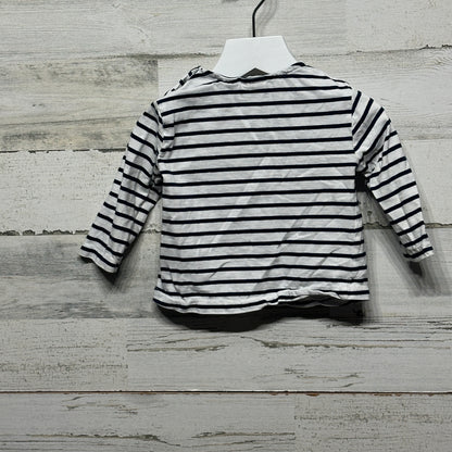 Girls Size 9-12m Striped Crown Applique Shirt - Good Used Condition