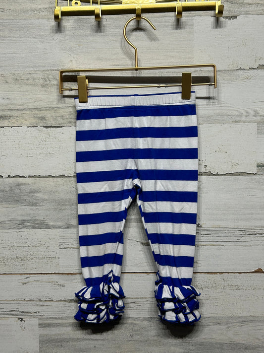 Girls Size 24m Serendipity Blue Striped Ruffle Leggings - Play Condition**