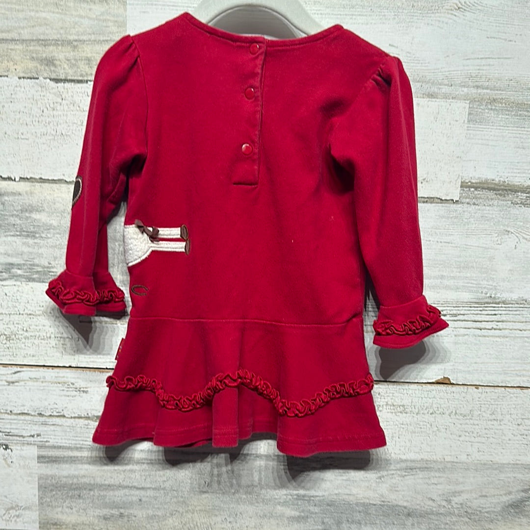 Girls Size 24m Le Top Red Horse Applique Dress - Good Used Condition