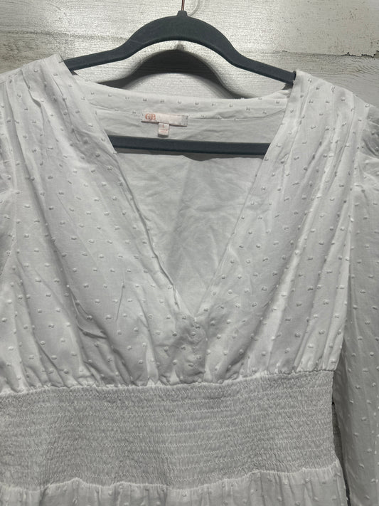 Women's Size Large GB White Swiss Dot Dress - Good Used Condition