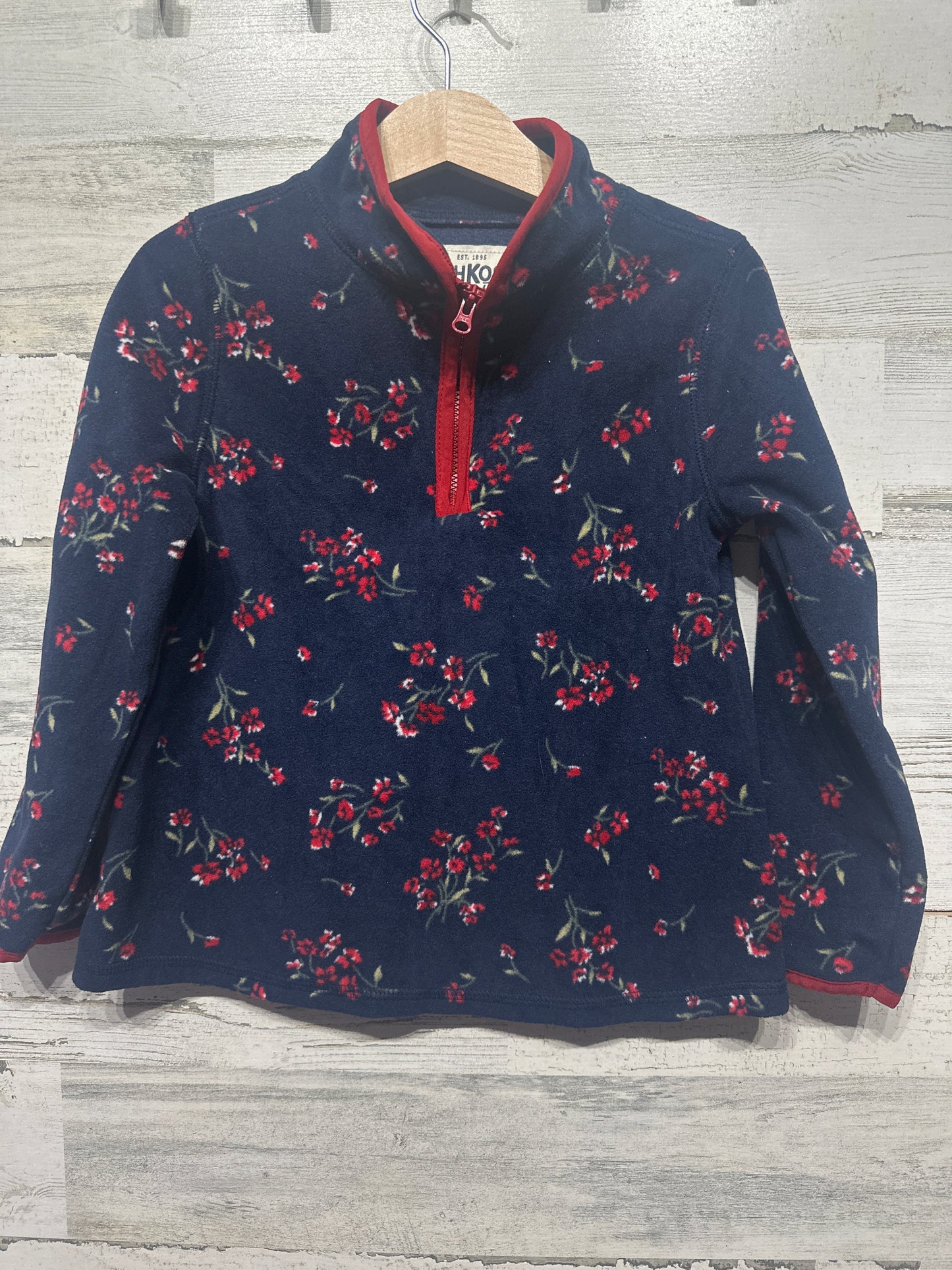 Girls Preowned Size 4t Osh Kosh Floral Fleece Quarter Zip Pullover - Very Good Used Condition