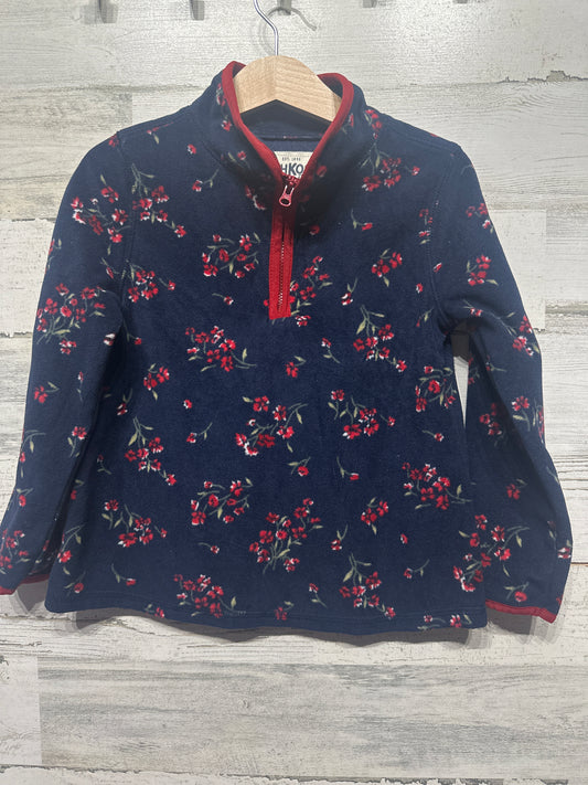 Girls Preowned Size 4t Osh Kosh Floral Fleece Quarter Zip Pullover - Very Good Used Condition