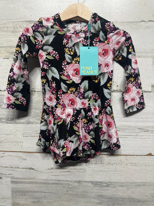 Size 12-18m Posh Peanut Bamboo Milana Long Sleeve Twirl Bodysuit - New With Tags