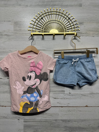Minnie Mouse Shirt / Cat & Jack Shorts Girls 4T VGUC