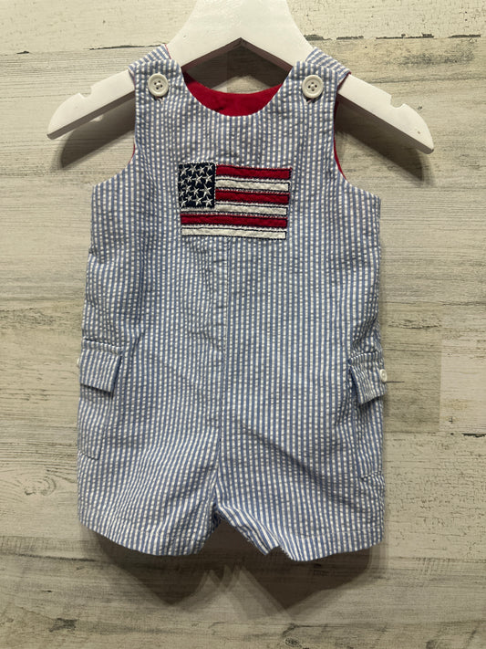 Boys Size 3-6m Nursery Rhyme Flag Applique Seersucker Jon Jon - Very Good Used Condition