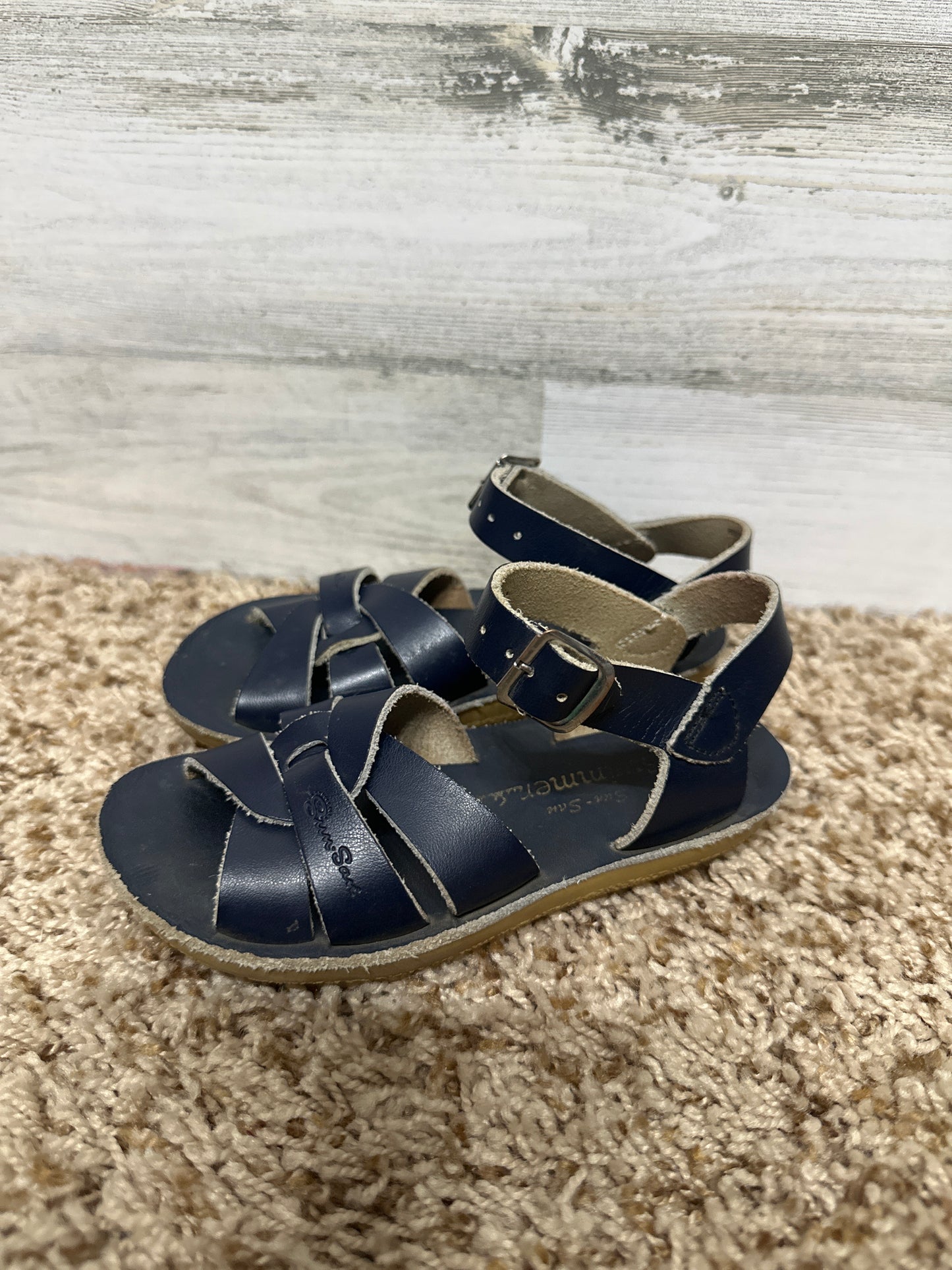 Size 9 Toddler Sun San Swimmer Navy Sandals - Good Used Condition