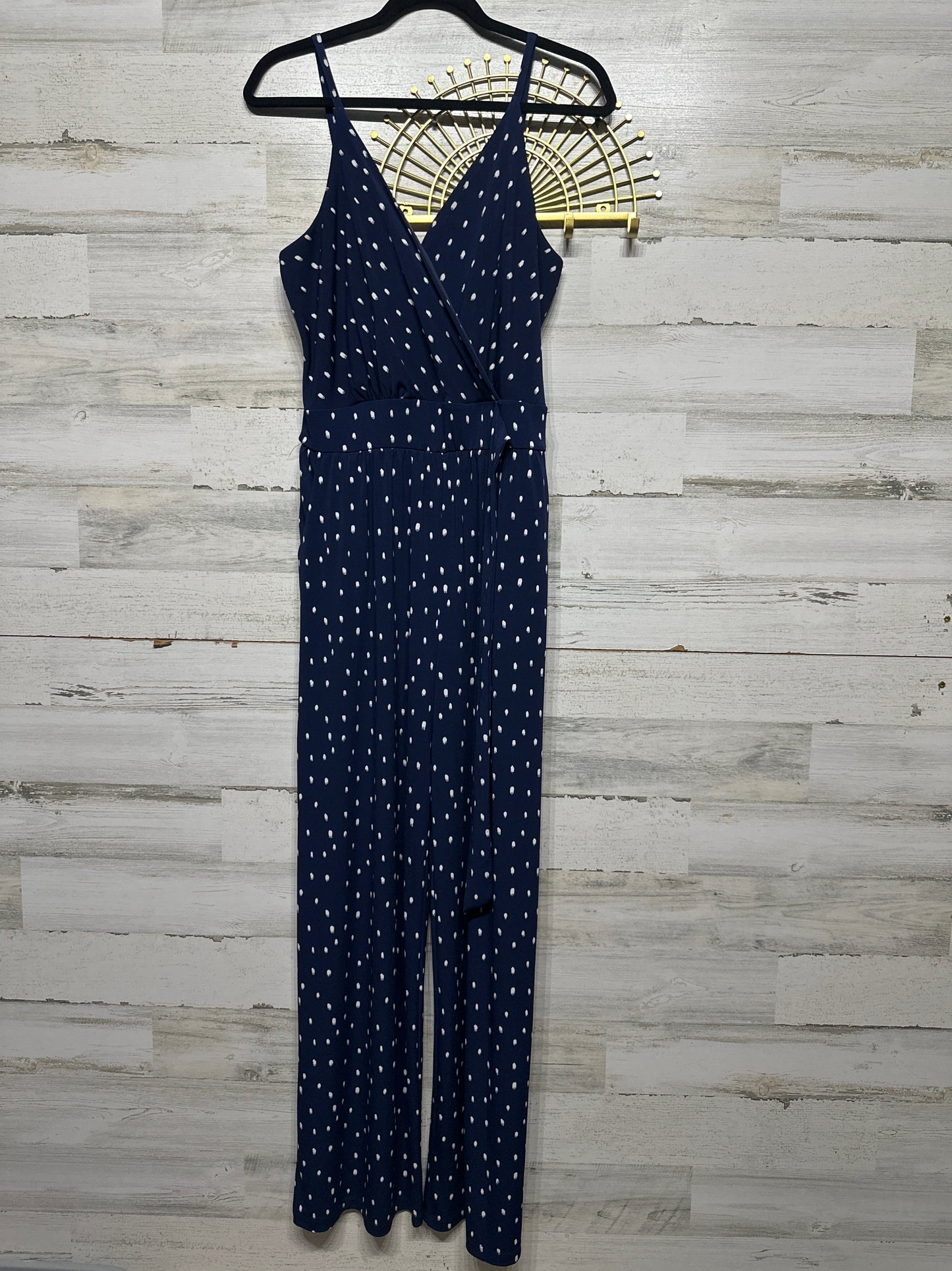 Women's Size Large Kaileigh Navy Dotted Jumpsuit - Very Good Used Condition