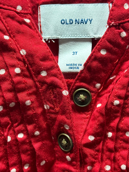 Girls Size 3t Old Navy Red Polka Dot Tunic - Good Used Condition