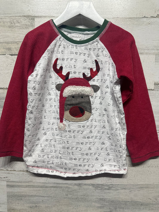 Size 4t/5t Mud Pie Holiday Reindeer Applique Shirt - Good Used Condition