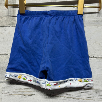 Boys Size 9m Kissy Kissy Pima Cotton Blue Shorts with Car Cuff Design - Good Used Condition