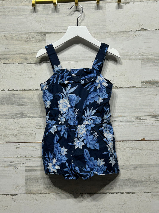 Girls Size 4 Janie and Jack Navy Floral Romper - Good Used Condition