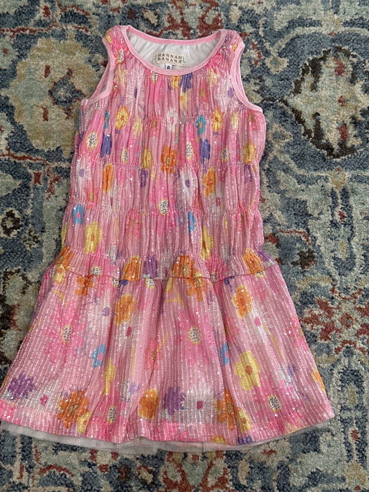 Hannah Banana Girls Size 6 Smocked Floral Sequin Dress VGUC