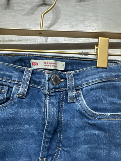 Levi's 720 High Rise Super Skinny Distressed Jeans - Girls Size 7 Regular - Very Good Used Condition