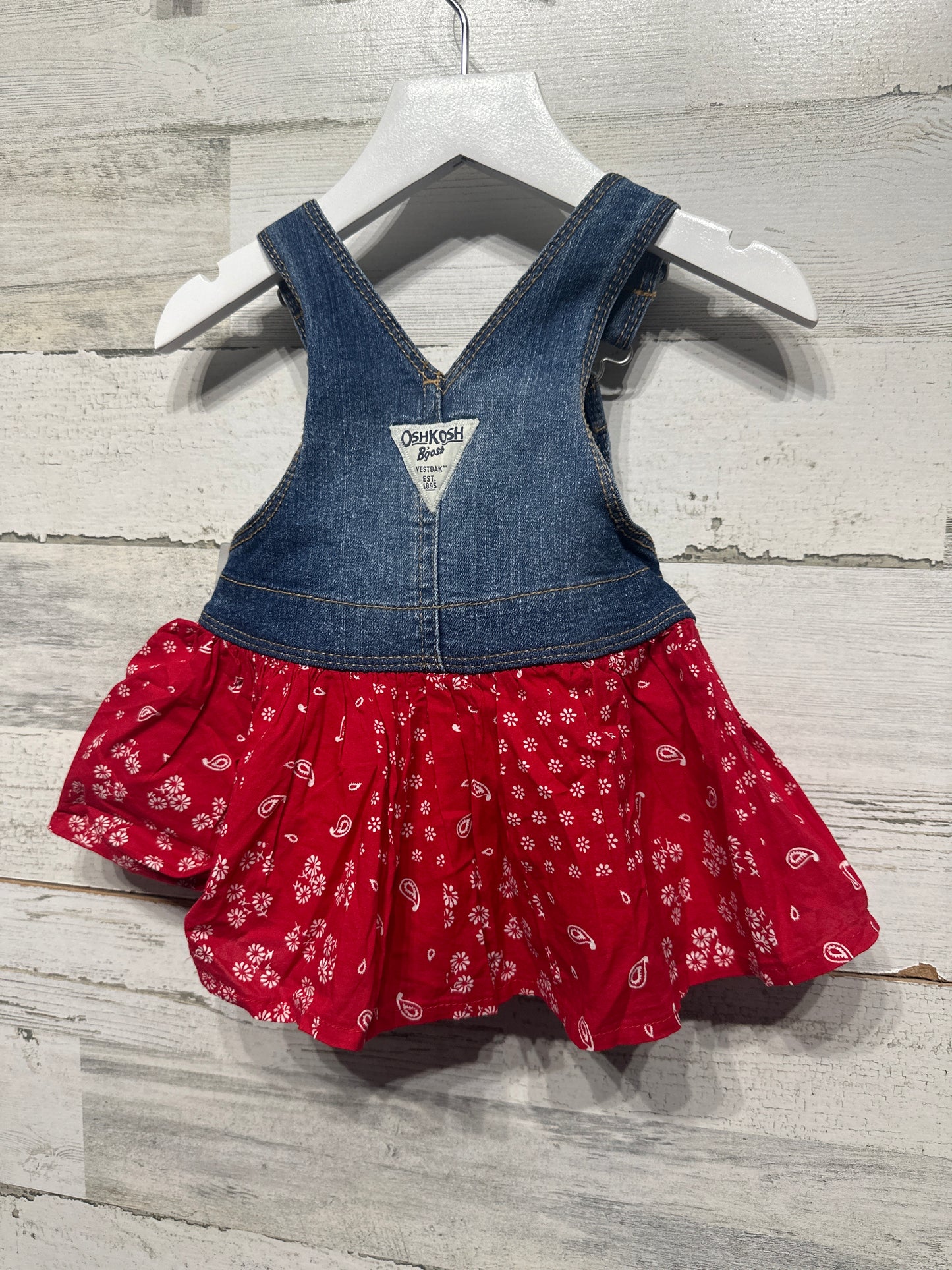 Girls Size 6m Osh Kosh Bandana Overall Dress - New With Tags
