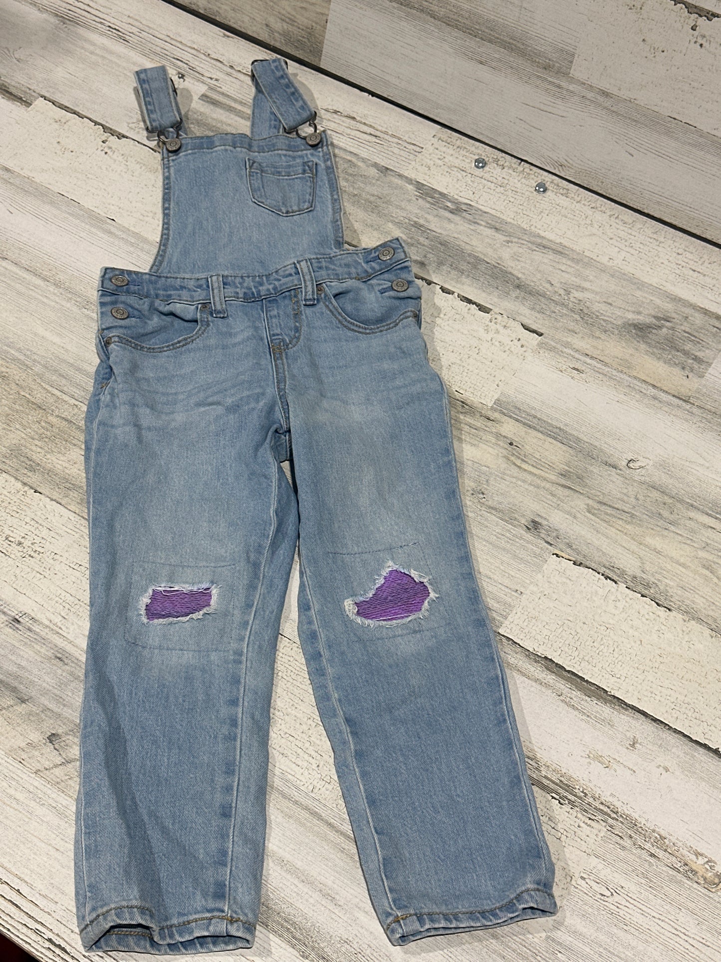 Overalls Sequin Distressed - Cat and Jack - Girls Size Small 6-7 - Very Good Used Condition