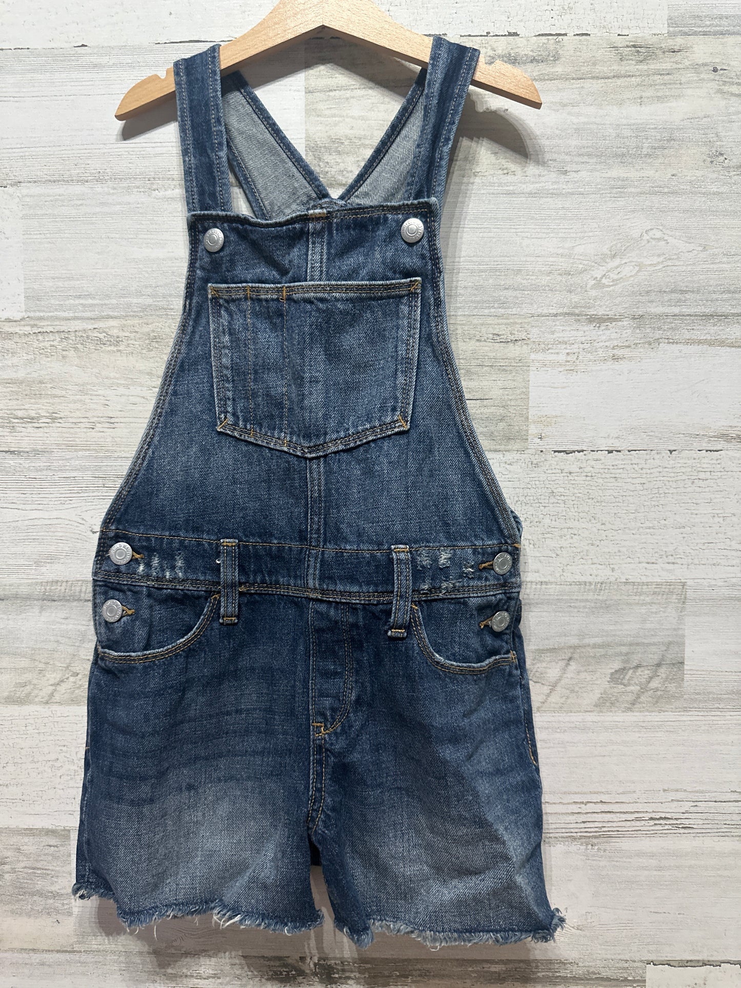 Girls Size 10-12 Large Old Navy Distressed Denim Overalls - Very Good Used Condition