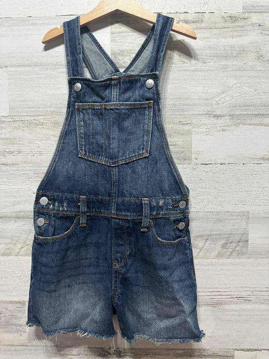 Girls Size 10-12 Large Old Navy Distressed Denim Overalls - Very Good Used Condition
