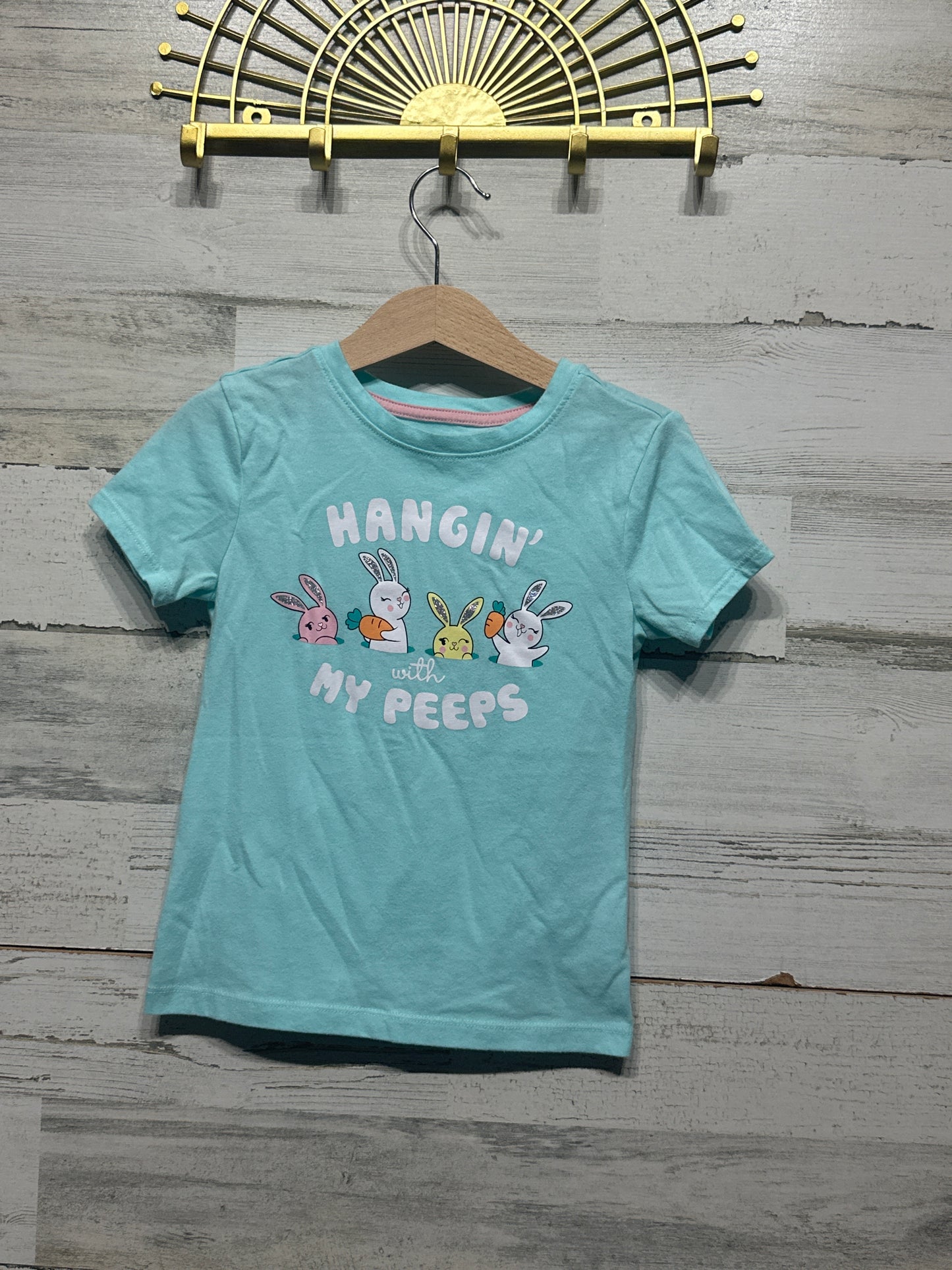 Preowned Girls Size 4/5 XS Celebrate Easter Hangin with my Peeps T-Shirt - Good Used Condition