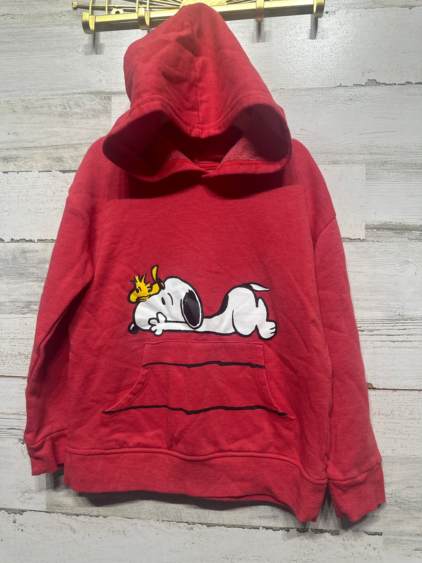 Boys Size 7-8 Peanuts Snoopy Red Hoodie - Very Good Used Condition