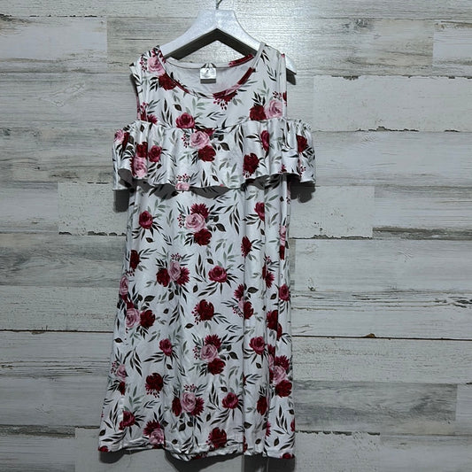 Girls Size 10-12 white floral dress - good used condition