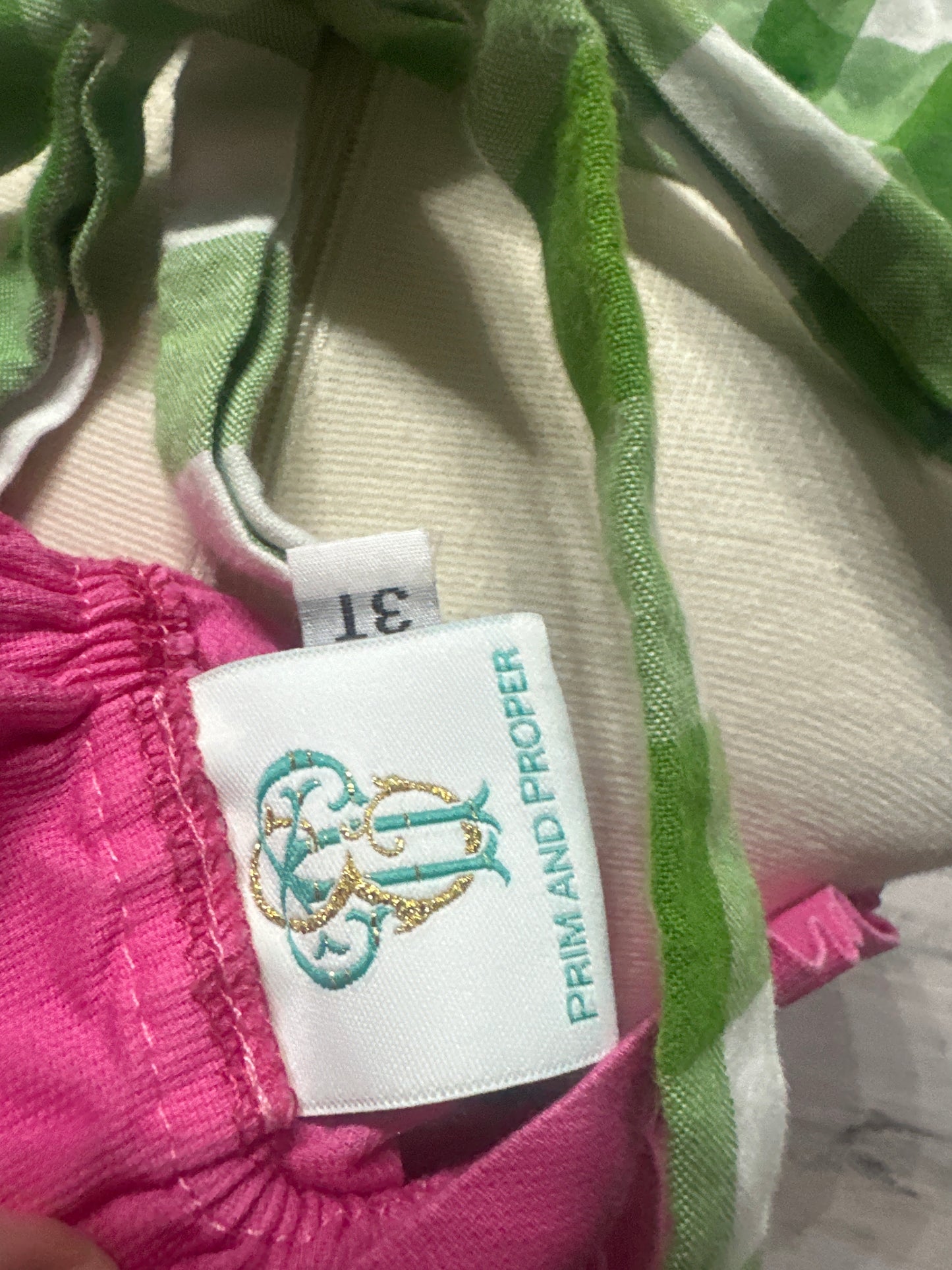 Girls Size 3t Prim and Proper Brand Pink and Green Plaid Outfit Set - Very Good Used Condition