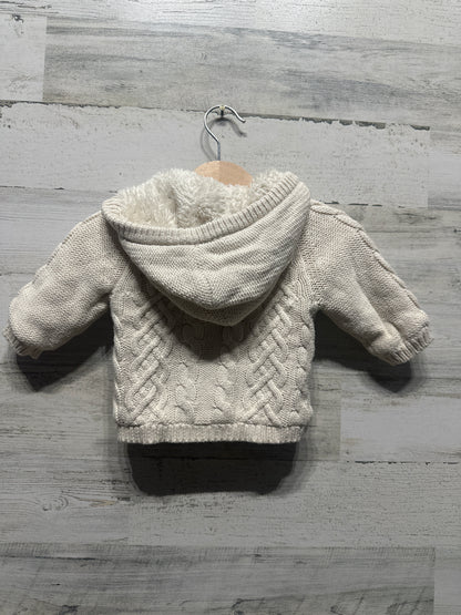 0-3m John Lewis Fleece Lined Hooded Cardigan - Good Used Condition