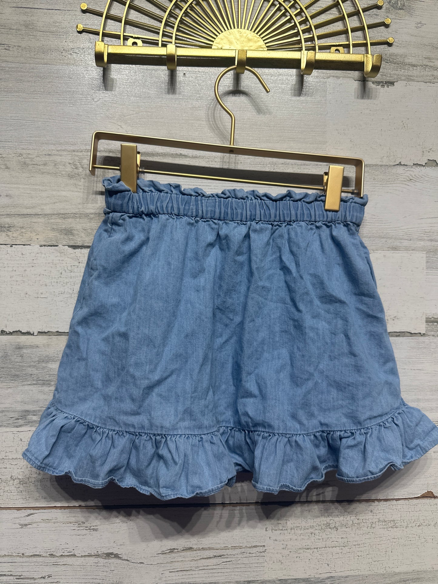 Girls Size Medium ( 8 ) Crewcuts Chambray Ruffle Skirt - Very Good Used Condition
