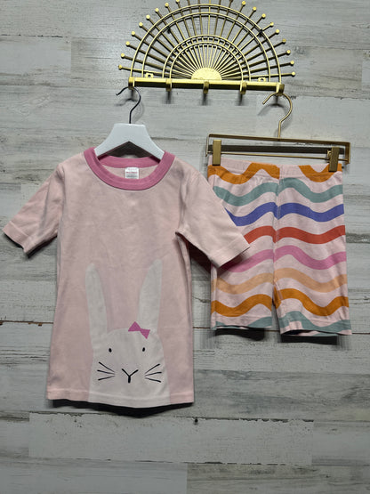 Girls Size 10 (140cm) Hanna Andersson Organic Cotton Bunny Pajama Set - Very Good Used Condition