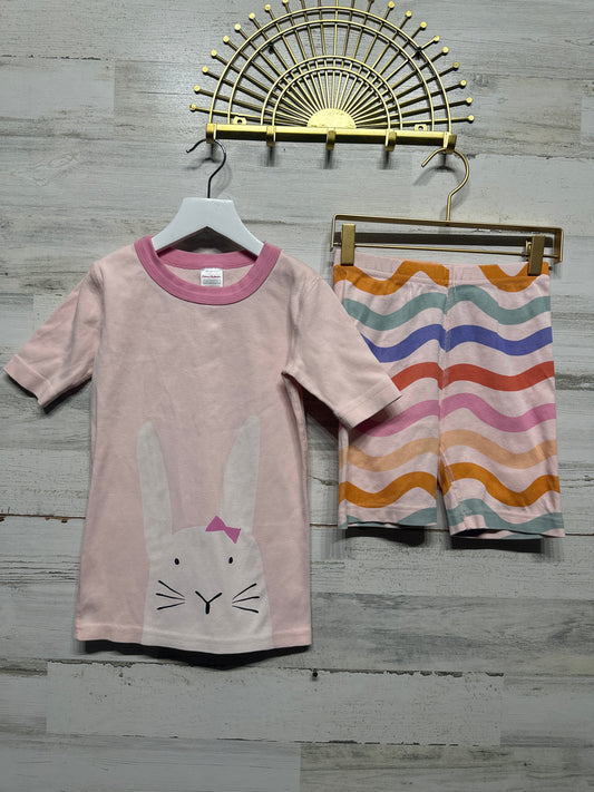 Girls Size 10 (140cm) Hanna Andersson Organic Cotton Bunny Pajama Set - Very Good Used Condition